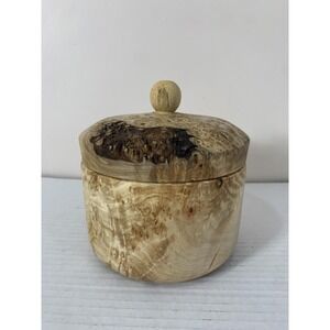 Red Maple Burl Wood Turned Bowl Lid Handmade Container Centrepiece 5"